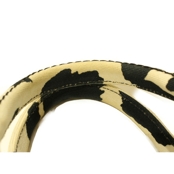 Prada Kanapa Handbag Canvas Cow Pattern Black Ivory - Picture 15 of 16